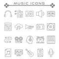 Set of Music Related Vector Line Icons. Royalty Free Stock Photo