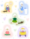 Set of stickers with active funny grandma Royalty Free Stock Photo