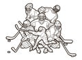 Group of Ice Hockey players action cartoon sport graphic Royalty Free Stock Photo