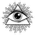 Vector Illustration of an All-Seeing Occult or Masonic Eye