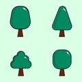 Graphic illustration of the types of green tree species. for book covers, illustrations etc.