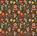 Seamless pattern with mice and flowers.