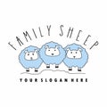 Family design or three sheeps with a funny face