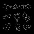 Collections of continuous line drawing art hearts, Black and white vector minimalist illustration of valentine day