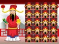 Chinese Gods Sanxing Lu Cartoon Emotion faces Vector Illustration-01 Royalty Free Stock Photo