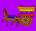 Illustration of desi indian art style horse cart.