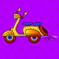 Illustration of desi indian art style retro scooter.