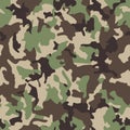 Green camouflage pattern background. Seamless green camo. Green brown black olive colors military texture. Vector. Royalty Free Stock Photo