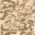 Brown beige vector camouflage seamless pattern. Grunge military camo texture.