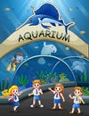 The students on filed trip at aquarium park Royalty Free Stock Photo