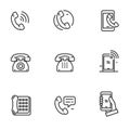 Set of phone icons in black line design Royalty Free Stock Photo