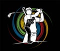 Group of Golf players, Golfer action cartoon sport graphic