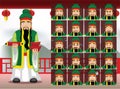 Chinese Gods Sanxing Fu Cartoon Emotion faces Vector Illustration-01 Royalty Free Stock Photo