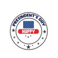 Happy Presidents Day with stars and ribbon. Vector illustration Hand drawn text lettering for Presidents day in USA. Script. Royalty Free Stock Photo