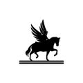 Pegasus mythical winged horse in Silhouette