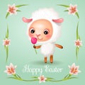 Pascal Easter Lamb with Tulip and Lilly Flowers