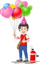 A Man Selling Colorful Balloons Cartoon