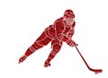 Ice Hockey player action cartoon sport graphic Royalty Free Stock Photo