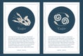 Cancer zodiac signs. Two templates for cards, leaflets, posters, banners, brochures, etc. Pages with emblems in circles and place Royalty Free Stock Photo