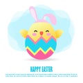 Happy Easter day poster. cute chicks and Easter egg greeting card. banner template isolated on white Background vector