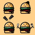 Cute Burger Mascot Vector Illustration Royalty Free Stock Photo