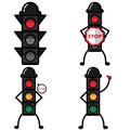Cute Traffic Lights Cartoon Illustration