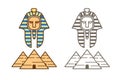 Egypt icon, Pharaoh and pyramids cartoon graphic