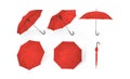 Red umbrellas isolated on a white background
