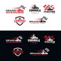 Set of Karting race symbol logo,emblem template vector image . Go kart logo Vector . Kart driver sport logo icon.Man drive kart in