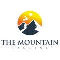 Alpine Mountain Adventure logo Vintage . Mountain Outdoor Logo Design ,Hiking, Camping, Expedition And Outdoor Adventure. Explorin