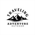 Alpine Mountain Adventure logo Vintage . Mountain Outdoor Logo Design ,Hiking, Camping, Expedition And Outdoor Adventure. Explorin