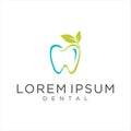 Dental Leaf Logo Design .Tooth dental leaf logo .Green Fresh Tooth Dental Leaf Logo Vector .