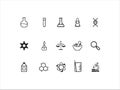 Science Lab Icon Set / Vector thin line icons set and graphic design elements / Illustration with science and laboratory research Royalty Free Stock Photo