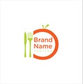 Cutlery Food logo Vector / Fork and Spoon inside circles / Catering Logo concept Royalty Free Stock Photo