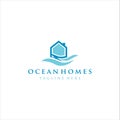 Ocean House Logo Design . Home Beach logo . Real Estate Beach Logo Royalty Free Stock Photo