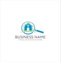 Magnifying Glass House Logo Design.  Real Estate Logo Design Property Royalty Free Stock Photo