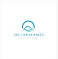 Ocean House Logo Design . Home Beach logo . Real Estate Beach Logo Royalty Free Stock Photo