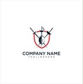 Shield Fencing Logo Design Vector Stock Template . Sport Fencing Logo Design