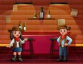 African boy and girl in cowboy clothes at the bar