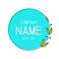 Beauty blue frame floral logo Royalty Free Stock Photo