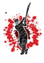 Cricket player action cartoon sport graphic Royalty Free Stock Photo