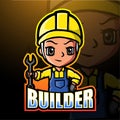 Little boy builder mascot esport logo design Royalty Free Stock Photo