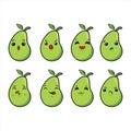 Illustration graphic vector of cute Guava, set of cartoon tropical fruit characters in kawaii style.