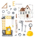 Engineer for E letter. Royalty Free Stock Photo