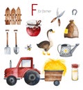 Farmer for F letter. Royalty Free Stock Photo