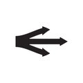 Three way direction arrow sign, vector illustration Royalty Free Stock Photo