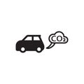 Car exhaust pollution, co2, smoke, isolated icon or sign on white background Royalty Free Stock Photo