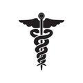 Caduceus medical health icon symbol in black color Royalty Free Stock Photo