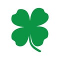 Green shamrock clover vector icon. St Patrick day symbol, leprechaun leaf sign. Shamrock clover isolated on white, flat decorative