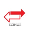 Exchange red arrows in opposite directions, vector icon Royalty Free Stock Photo